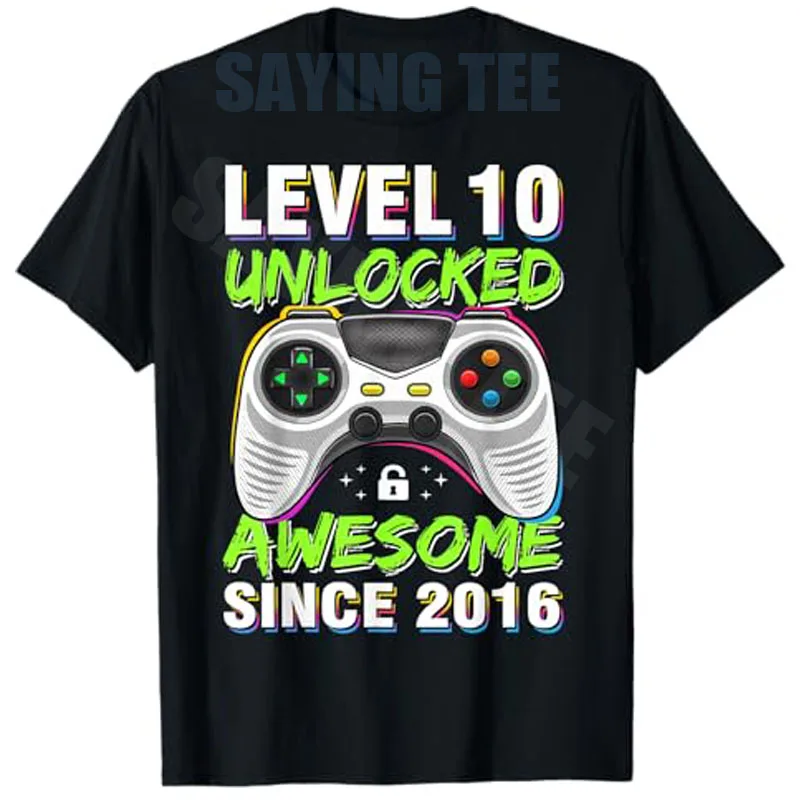 10-jährige Geburtstagsdekorationen für Jungen, T-Shirt „Awesome Since 2016“, Level 10 Unlocked Video Gamer, 10. Geburtstag, Neuheits-T-Shirt-Kleidung – Detail 8