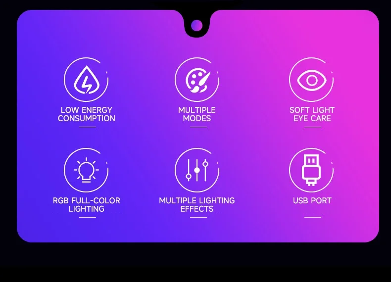 Auto-USB-Ambientelicht Schlafzimmer Camping Tragbares RGB-Regenbogen-Nachtlicht Plug-and-Play LED-Ambientelicht Dekorative Beleuchtung – Detail 2