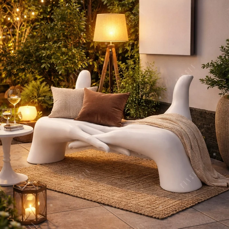Hand in hand Lifetime Art Bench FRP Outdoor Living Room Bedside Leisure Chair