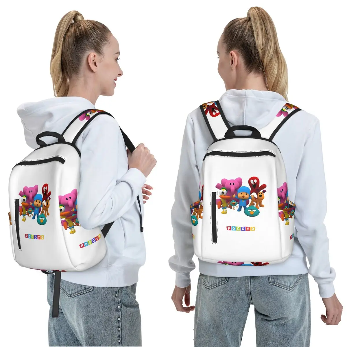 Happy Birthday Boy-Girl-Pocoyo! Throw Pillow Backpack Daypack Large Capacity  BookBag School Bag Shoulder Bags for Men Women
