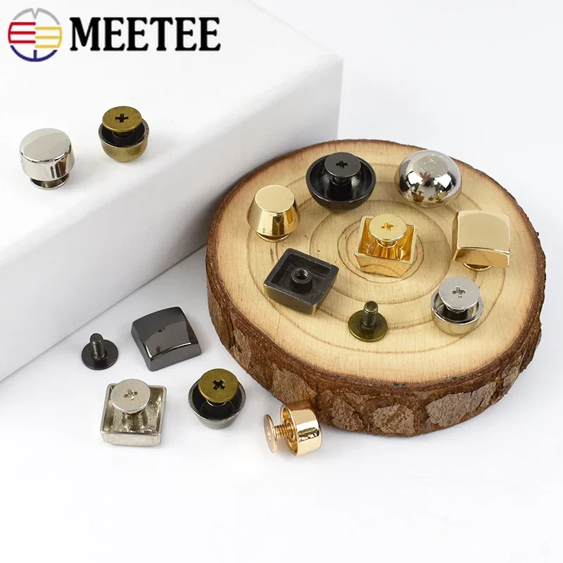 10Pcs Meetee Metal Rivet Nails Buckles Handbag Screw Studs Button Leather Bag Snap Hook Decorative Foot Nail Clasp Accessories