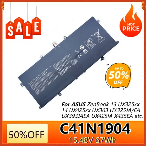 C41N1904 67 Wh Laptop-Akku für ASUS ZenBook 13 UX325xx UM325SA UX363EA 14 UX425xx UM425IA UX371EA UX391UA UX393xx S435EA UX363
