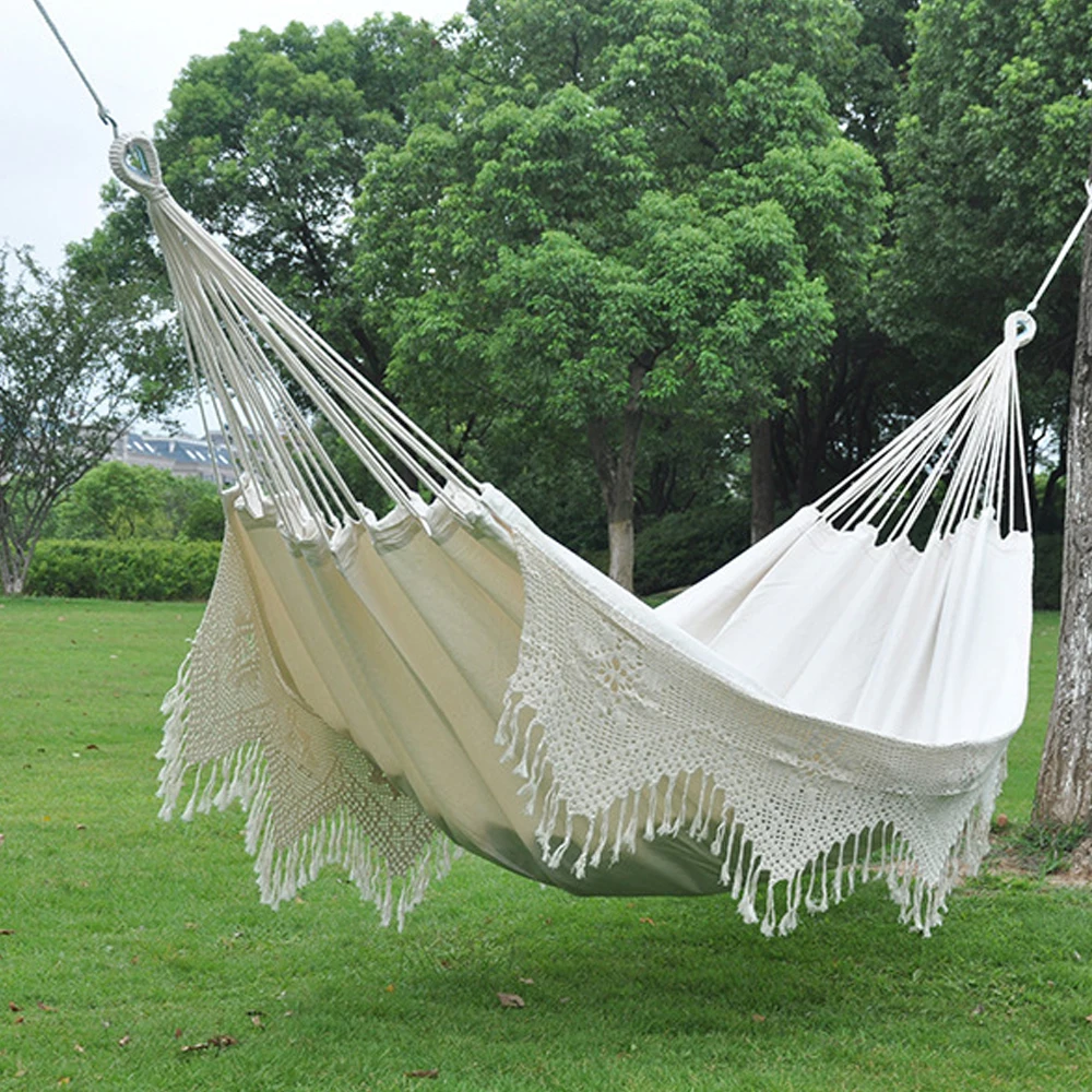 Hamac en macramé brésilien pour 2 personnes, 300kg Maximum, grande chaise à pampilles, filet de balançoire, intérieur/extérieur