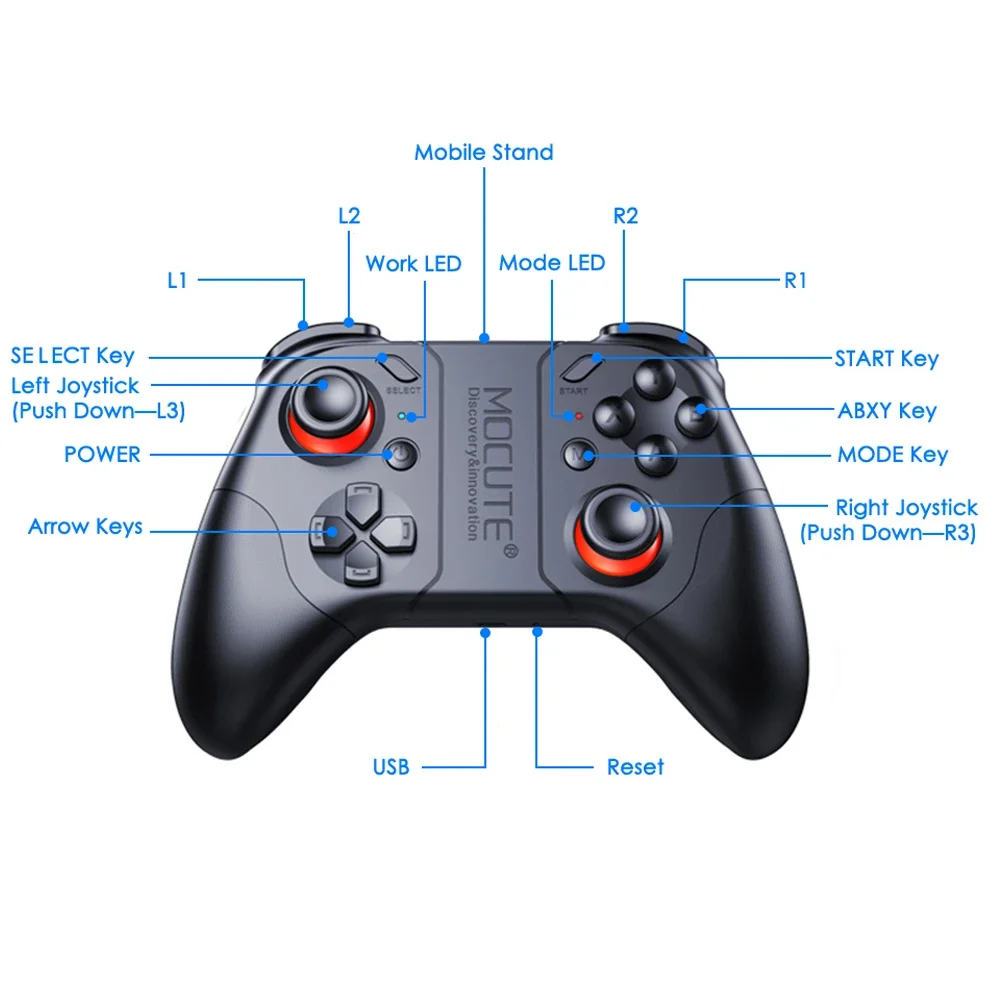 For Mocute 053 Gamepad Bluetooth Controller Joystick Mobile Trigger Compatible with Android Wireless BT Mobile Phone and Devices