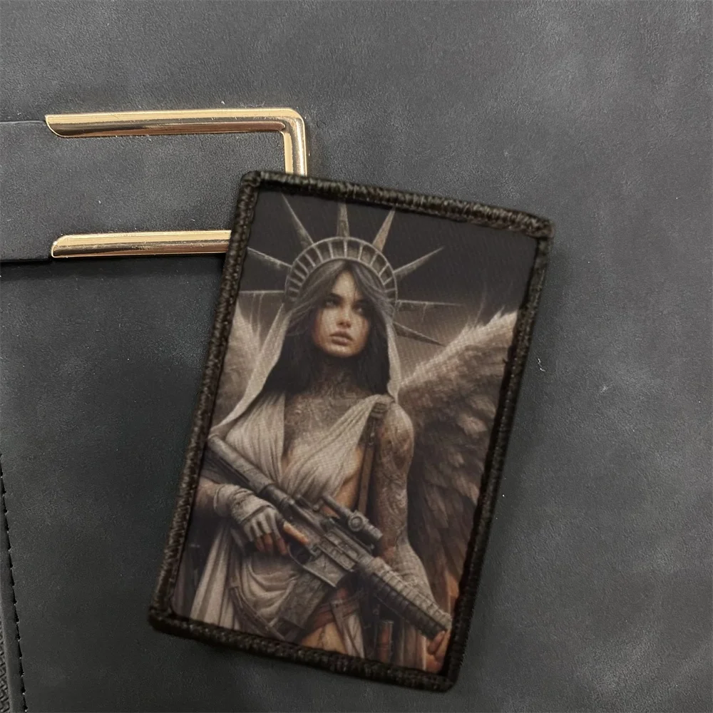 Angel Statue of Liberty Morale Badge Patch Goddess Gun Tactics Military Printing Hook and Loop Tactical Backpack Hat Accessories