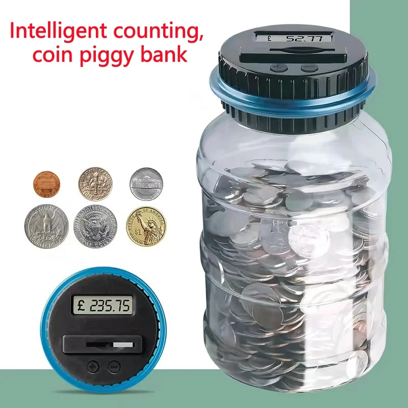 1 قطعة صندوق توفير الخنزير الإلكترونية الرقمية LCD العد عملة مشبك جرة عملات صندوق تخزين ل USD اليورو المال الهدايا تخزين الطفل