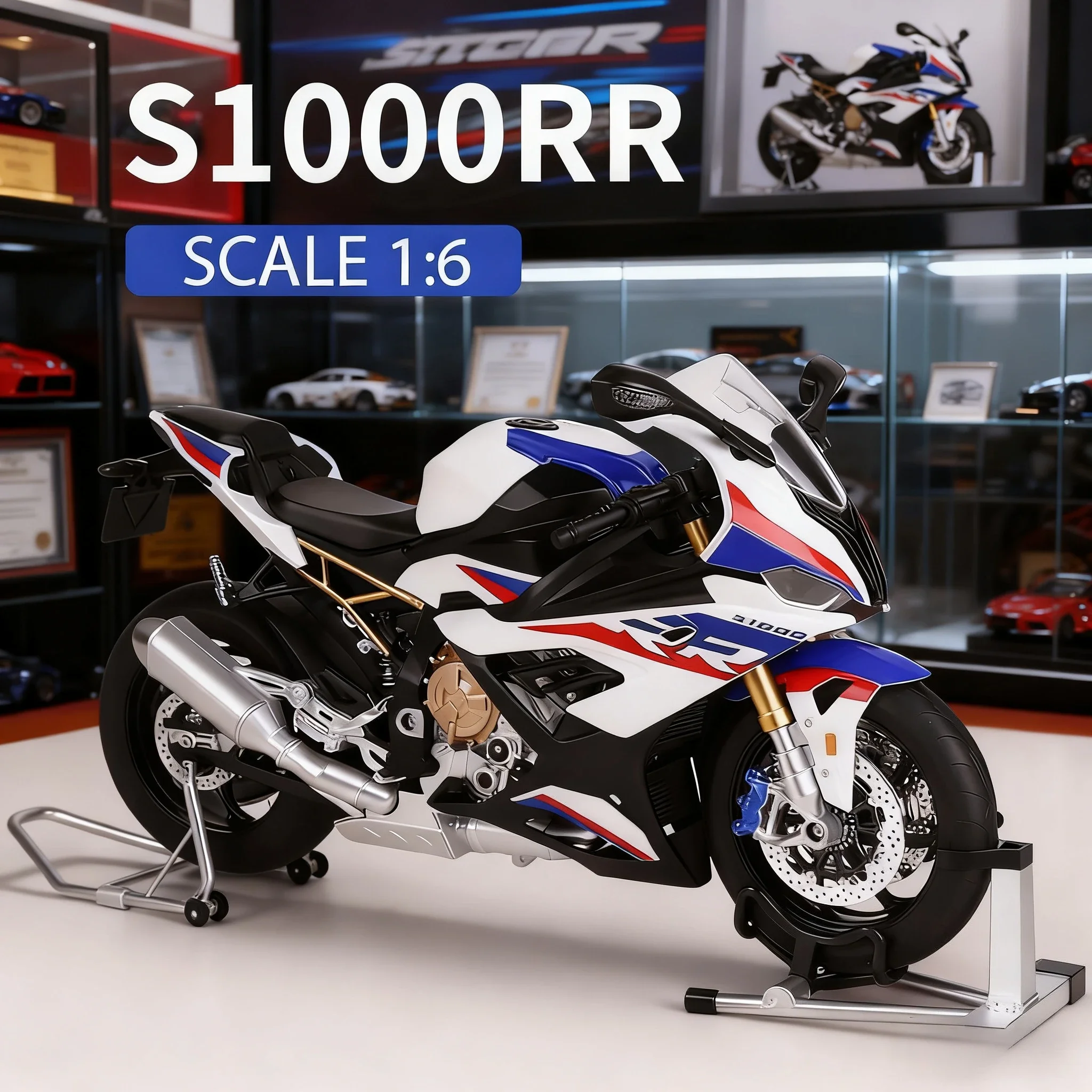

Большая модель 1:6, подходящая для мотоцикла BMW S1000RR из искусственного сплава, детский подарок на день рождения, коллекционная витрина