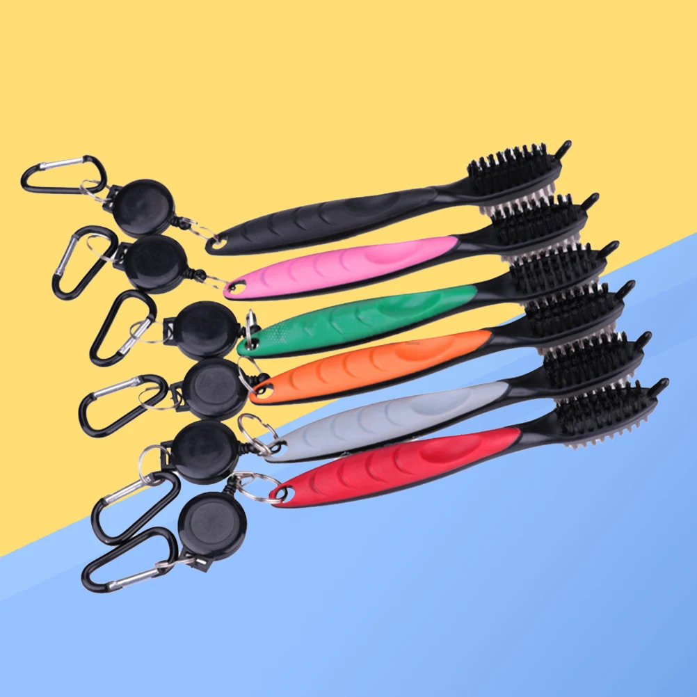 

Cleaning Brush Buckle Two Sided Bristle Golf Groove Cleaner Club Accessories Spike Plastic Handle Ergonomic Grips Dirt Mud Sand