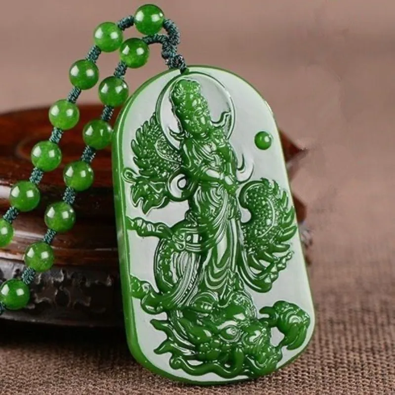 

Spinach Green Dragon Guanyin Jade Pendant, Men's Pendant