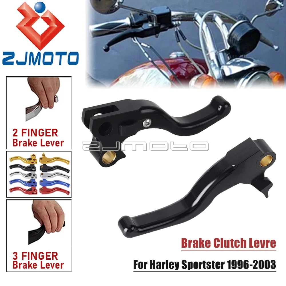 3-Finger Brake Lever 2-Finger Clutch Short Levers For Harley Sportster Sport Hugger XL 883C 1200C 1200S XLH 883 1200 1996-2003