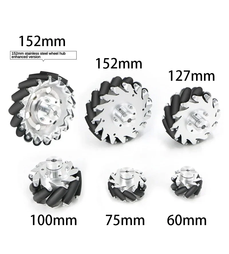 40Kg Load 4PCS High-Quality Mecanum Wheels Aluminum Alloy Tires 100 127 152mm Wheel Robot ROS Platform Omnidirectional Motion