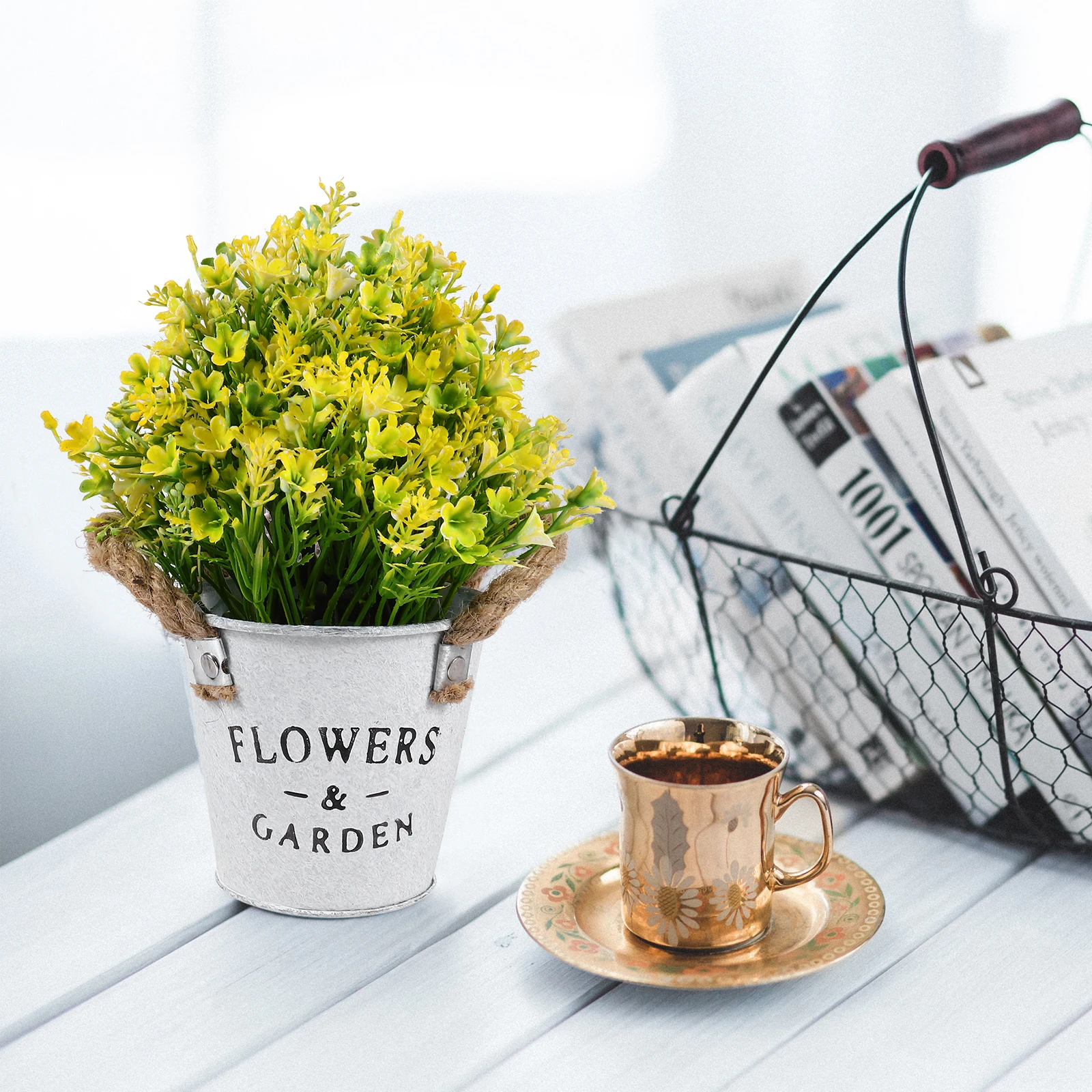 

1Pcs Lifelike Bonsai Decor Plastic Iron Material Easy Care Artificial Potted Plant Vivid Home Office Decorative Flower Bonsai