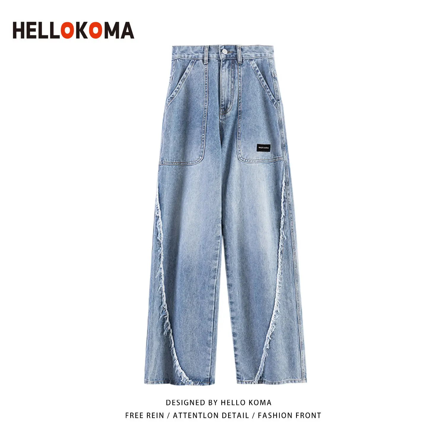 

Vintage Jeans Women's Spring/Autumn Loose High Waist Personality High Street Chic Hong Kong Style Mop Pants Streetwear Trousers