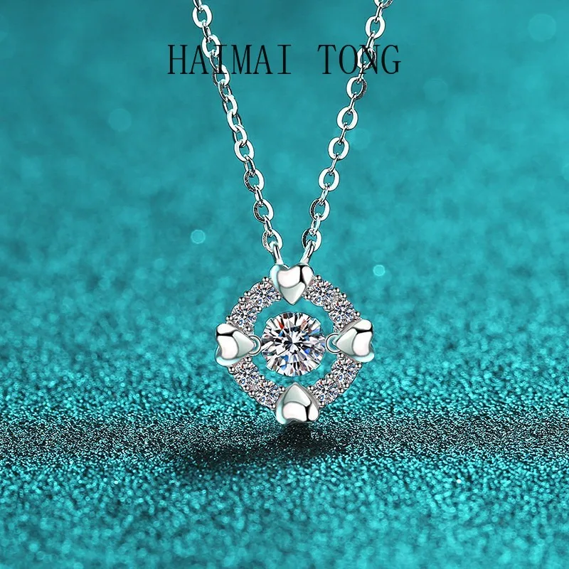 

HAIMAITONG New Deyi Moissanite necklace women's love bag edge PT950 platinum smart fresh sweet simple and lovely
