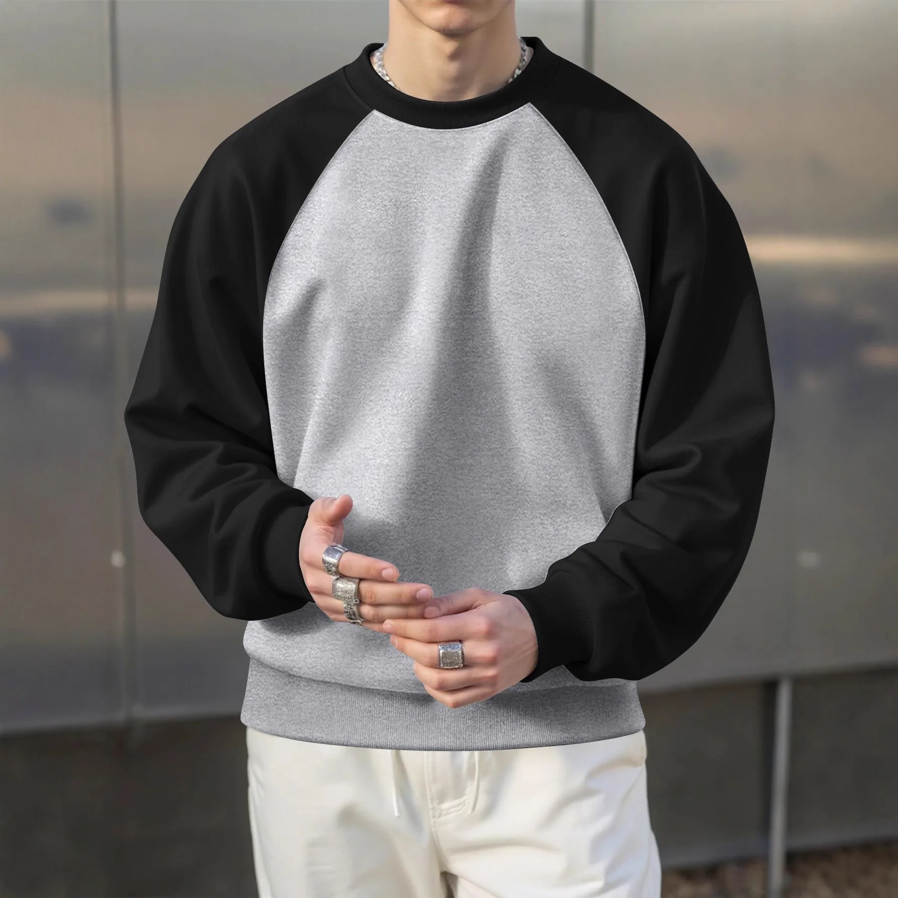 Spring Autumn 2026 Patchwork Hoodies 250g Warmth Sweatshirt For Men's Hip Hop Punk Pullover Streetwear Casual Fashion Clothes