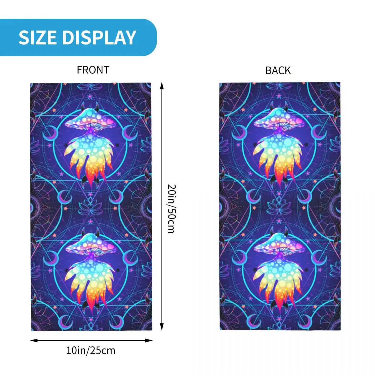 Custom India Mandala Magic Psychedelic Mushrooms Bandana Neck Warmer Women Men Winter Hiking Ski Scarf Gaiter Music Face Cover