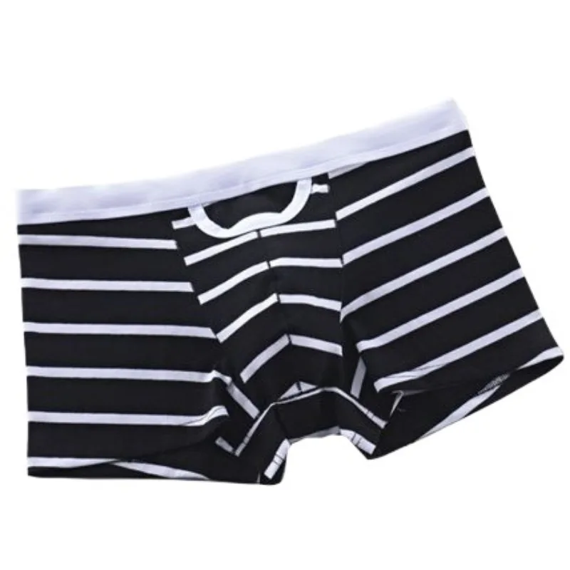 Men's Underwear Pure Cotton Boxers Student Youth Low Waist Boys Sexy Breathable Latest Summer Trendy Stripe Trunk Underpants