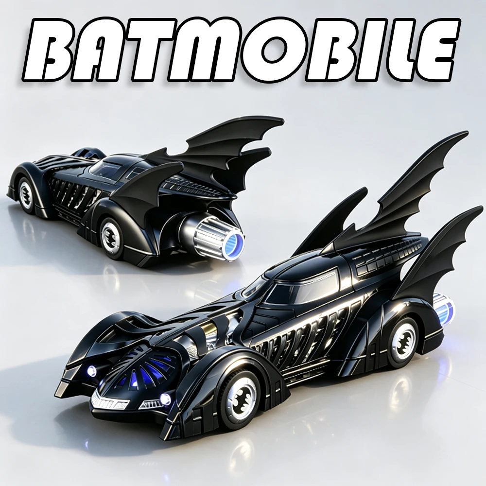1:32 Scale Batmobile Miniature Model Toy Cars Metal Diecast Sound Light Shock Absorption Pull Back Doors Opened Ornament Models