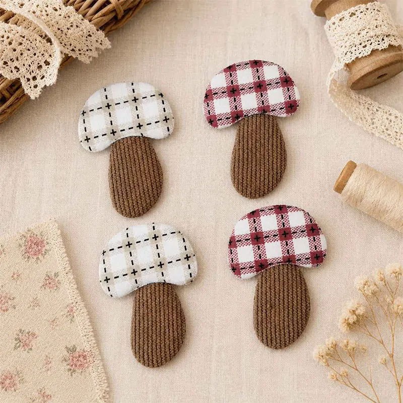 40 Stück 3*4,4cm Pilzform Haarspangen Zubehör Patches für DIY Kleidung Tasche Socken Dekoration – Detail 1