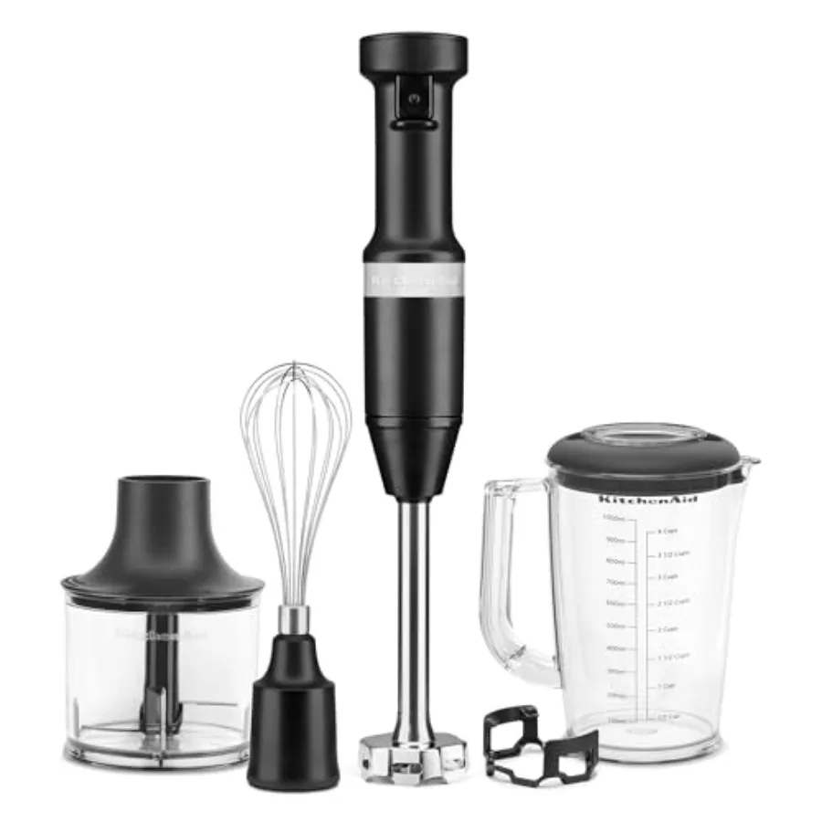 Variable Speed Corded Hand Blender with Blending Pitcher, Whisk and Chopper Attachments, KHBV83BM