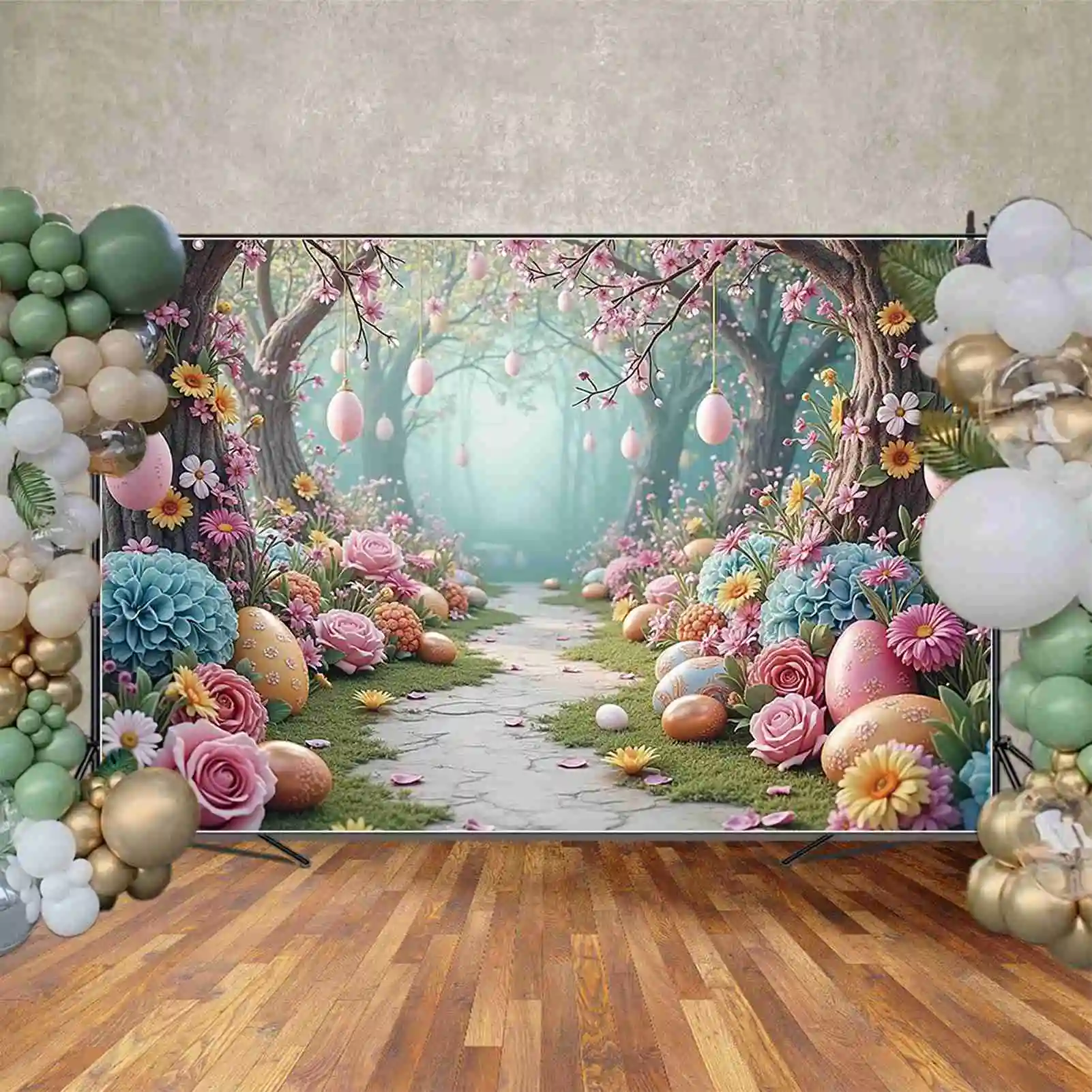 MOON.QG Easter Forest Scenery Photography Backdrops Children Party Decoration Photozone Background 2025 Studio Photobooth Props