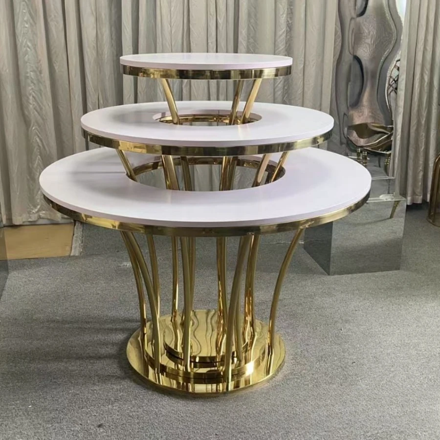 Stainless steel cake table for foreign weddings, dessert table for wedding rentals, wedding table for brides and grooms to champ