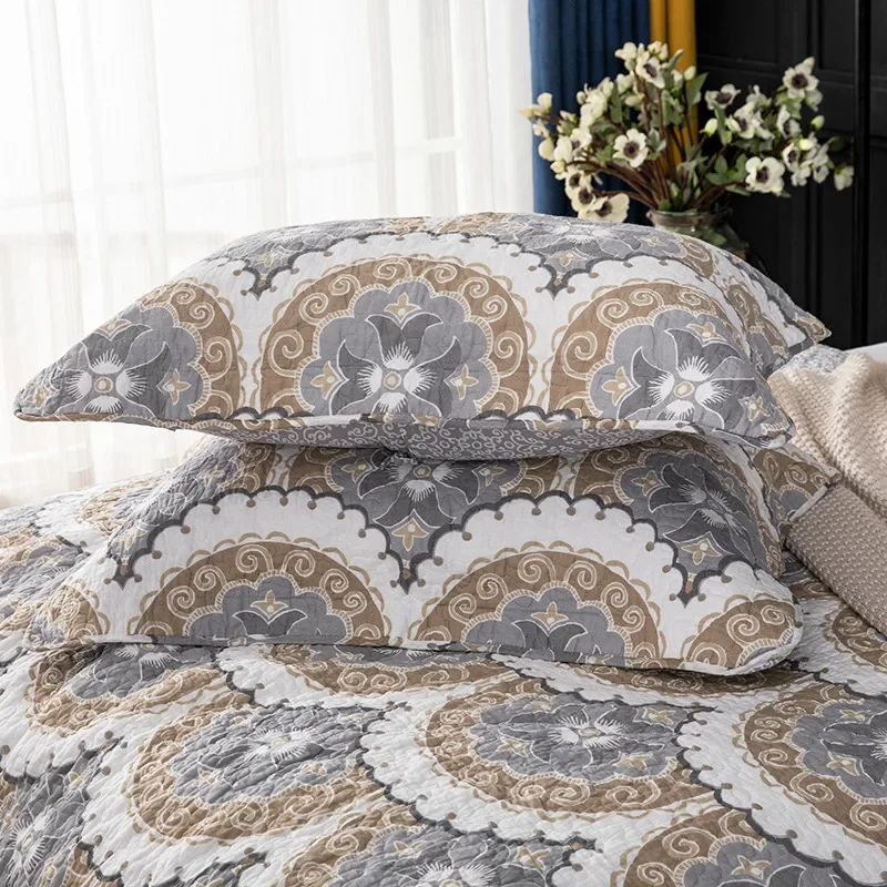 Print Cotton Quilt Set 3pcs Bedspread on the Bed with Shams Queen Size Summer Quilted Coverlet Set Reversible Comforter