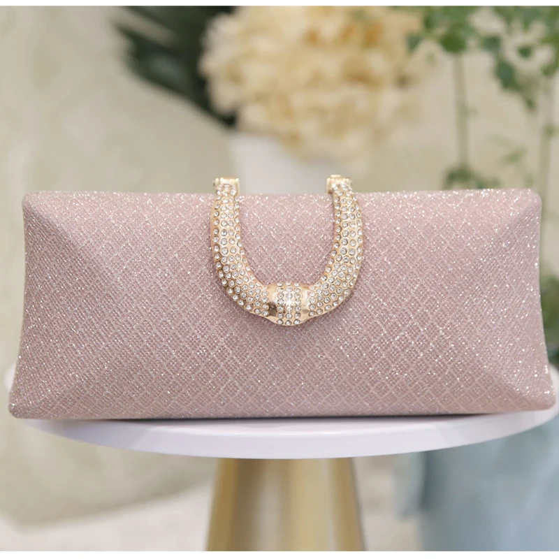 

Fine Shining Drill Samll Square Dinner Evening Bags Champagne Golden Silver Clutch Purse For Women Prom Party Chain Shoulder Bag