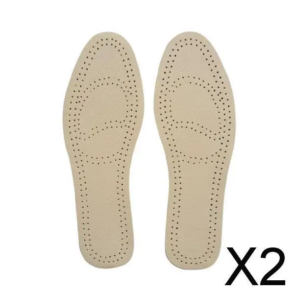 2-6pack Unisex Comfort Breathable Leather Latex Insoles Shoes Insert Cushion Tan