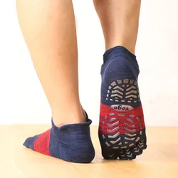 Calcetines de Yoga de silicona antideslizantes para hombre, medias de cinco dedos, tobillo bajo, agarre completo, Pilates