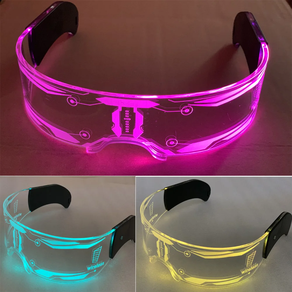 Newest LED Light up Glasses Luminous Glasses Technology Future Glow Party Costume Sunglasses Nightclub DJ Dance Party Decor