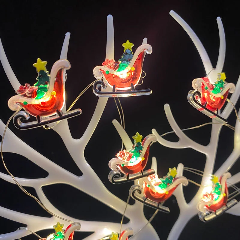 Grinalda iluminada por led com trenó de papai noel mix decorações de natal para casa enfeites de árvore de natal presentes de ano novo