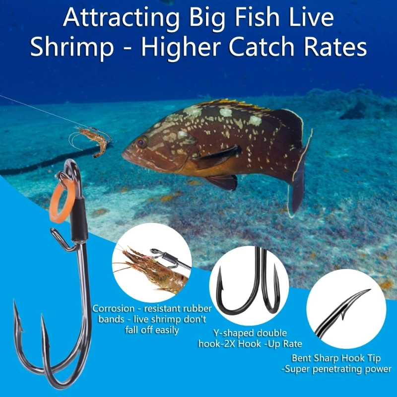 

10pcs Professional Fishing Hook High Strengths Fishing Hook Beginner Fishing Gear for Live Shrimp Fishing