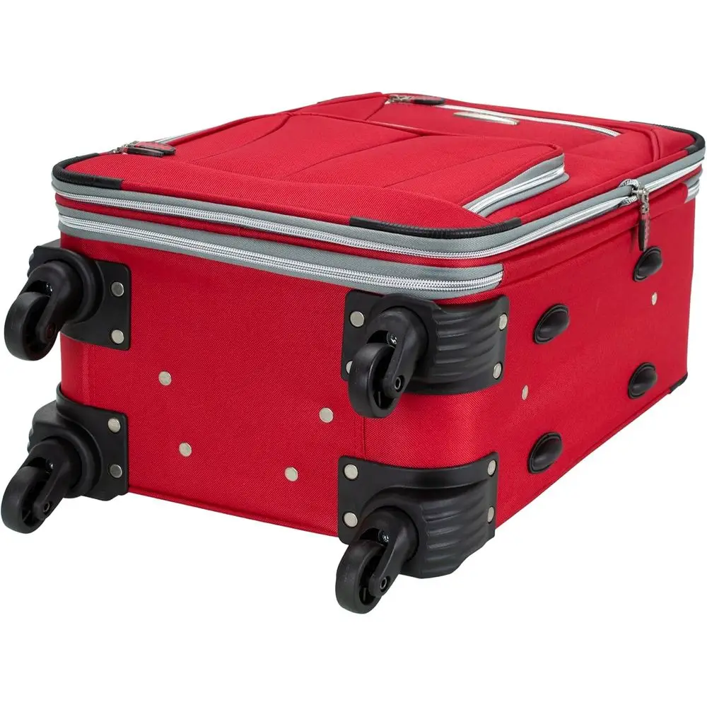 Red 20-Inch Rockland Pasadena Softshell Spinner Carry-On Luggage