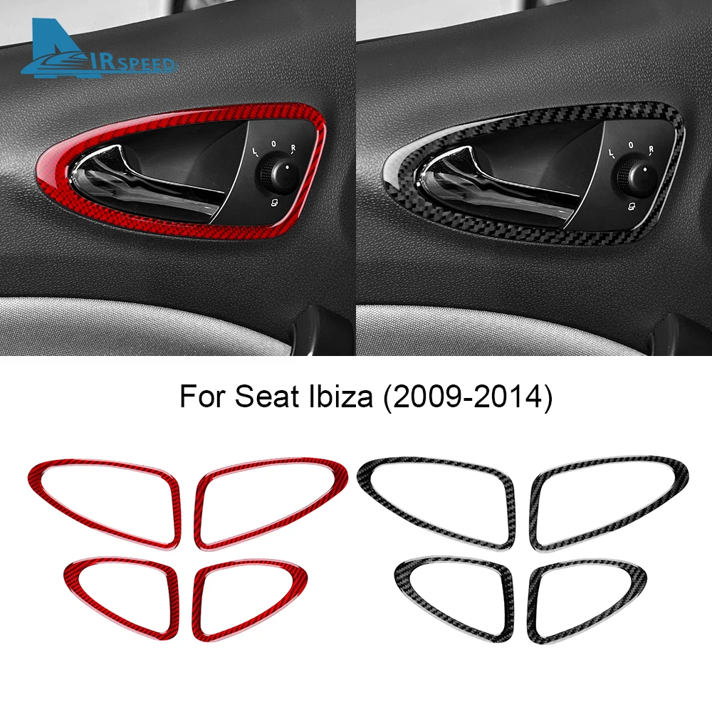 

Настоящая мягкая наклейка из углеродного волокна для Seat Ibiza 6j 2009 2010 2011 2012 2013 2014 LHD RHD, внутренняя дверная ручка автомобиля, аксессуары
