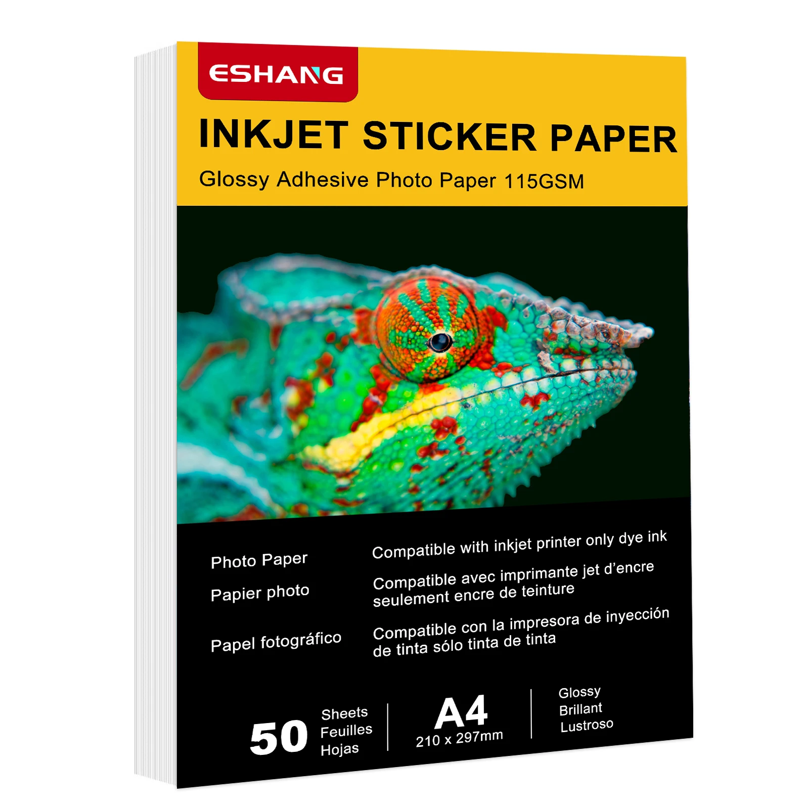 A4 115 GSM 50 Blatt bedruckbares, glänzendes Aufkleber-Fotopapier, 8,3 x 11,7 Zoll, selbstklebendes Inkjet-Fotopapier