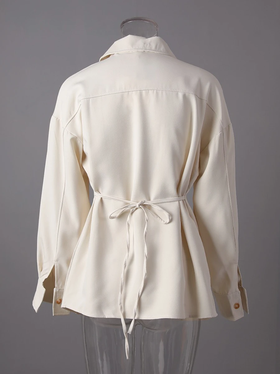 CHICEVER solide épissé fermeture éclair femme chemise revers à manches longues minceur tempérament bases femmes chemises été nouveau Style de mode