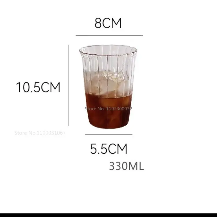 Transparent  Ribbed Latte Coffee Cup Cocktail Glasses Vertical Grain Phnom Penh Glass Water Cup Juice Cup Coffee Whiskey Cups