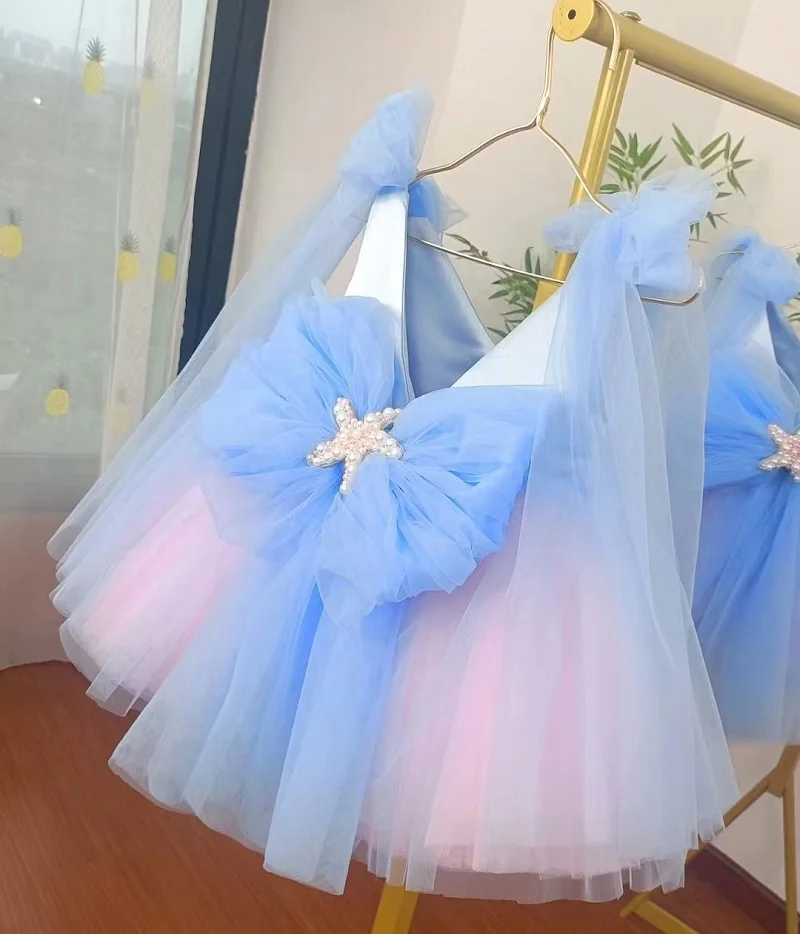 Gonna da principessa Lolita per ragazze 1-10 anni Fiore per bambini Cinghia con fiocco di perle Gonna soffice Carnevale Festa di compleanno