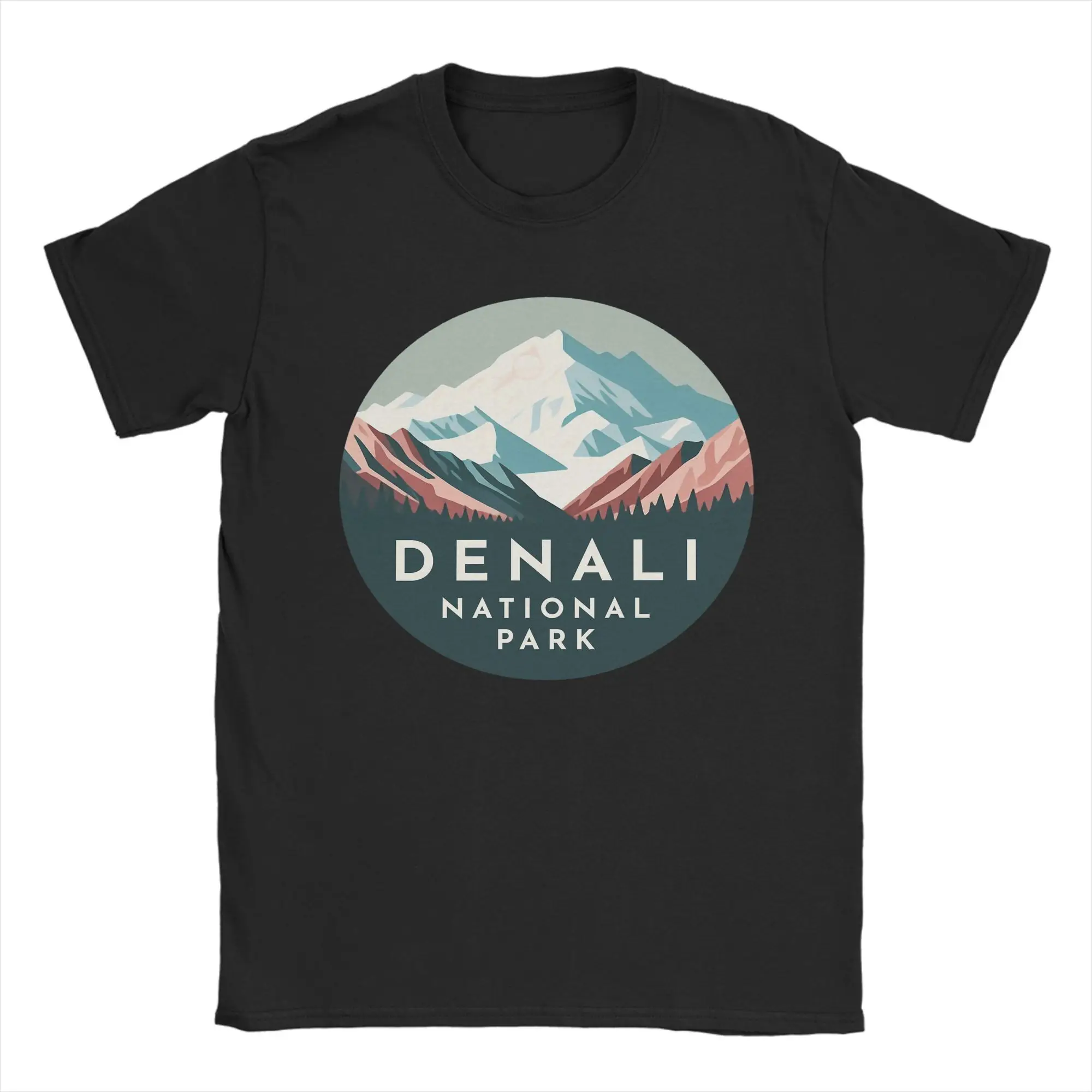 

Men T-Shirts Denali national park Vintage Pure Cotton Tees Short Sleeve T Shirts Crew Neck Tops New Arrival