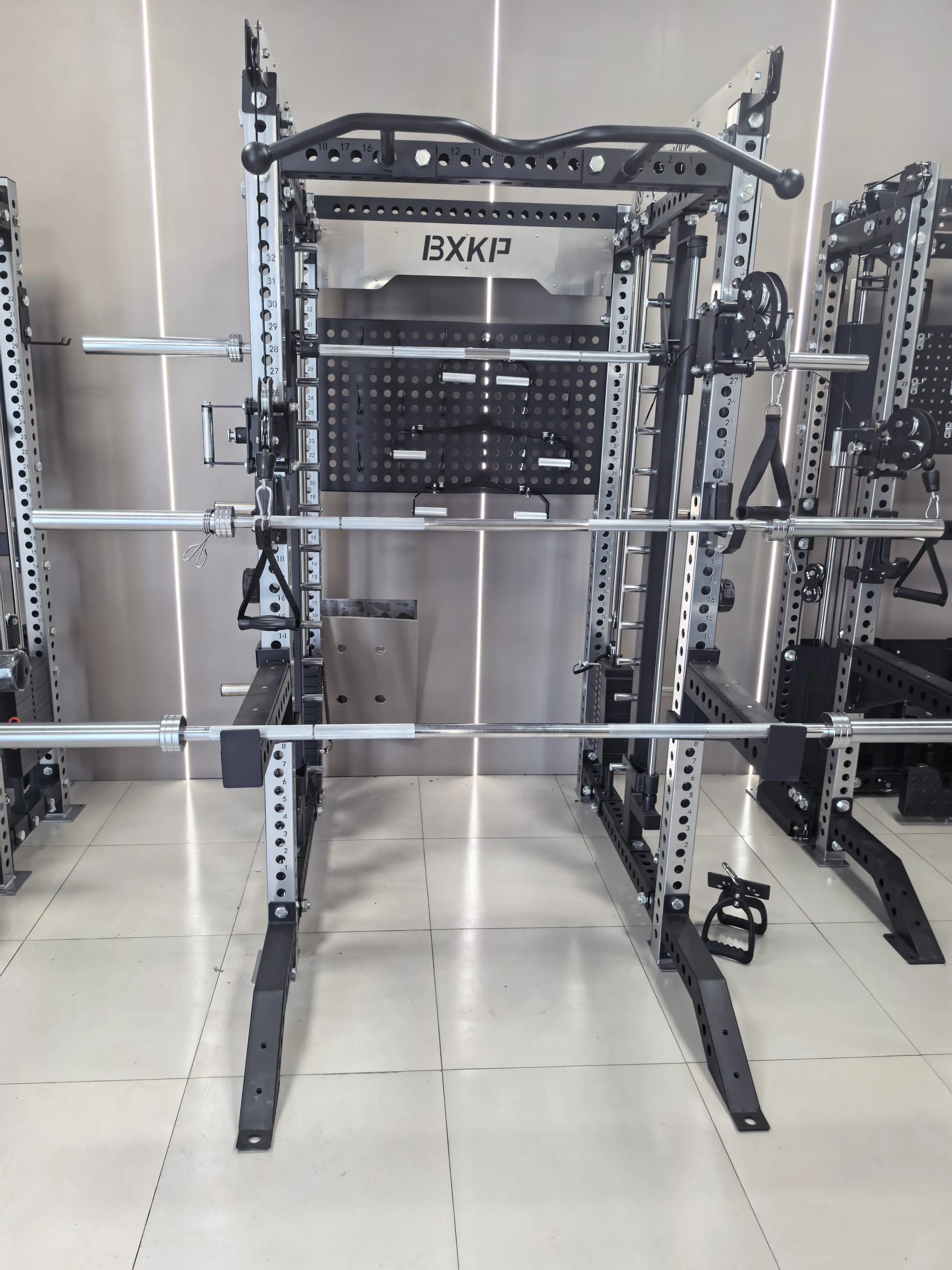 Commercial Steel Fitness Power Trainer Multi-Functional Squat Rack Smith Machine Strength Training Including Triceps Practice