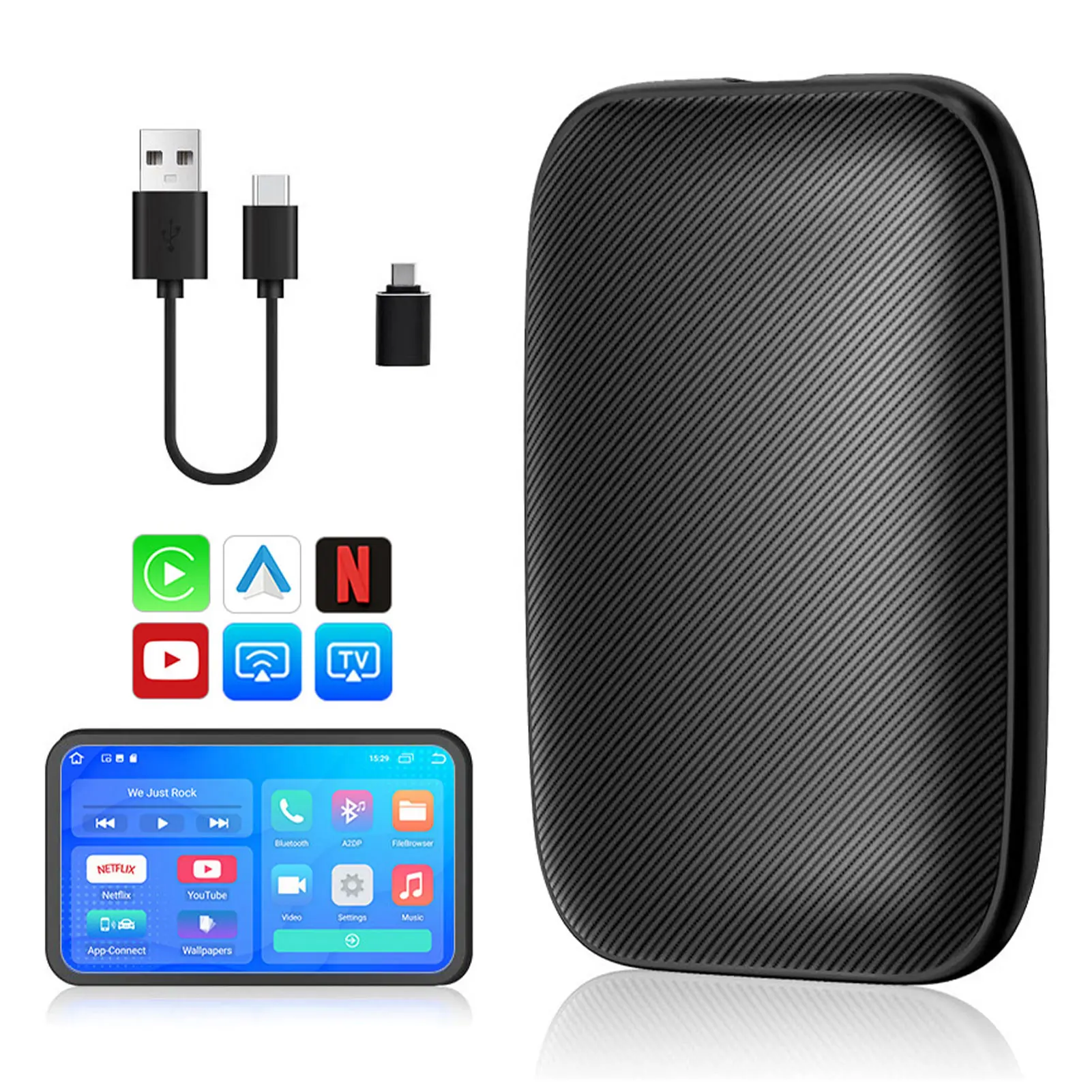 

Car Wired to Wire Free Playbox Android 4-Core BT 5.0 5G Wi-Fi Compatible with Wire Free Android Auto Car Adapter Accessories