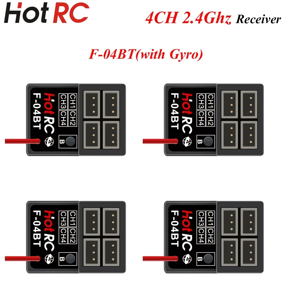 

HOTRC 1/2/4PCS 2.4Ghz 4CH 4 Channel F-04BT PWM Receivers with Gyro for Transmitter Remote Control TX Car Boat Tank Model Parts