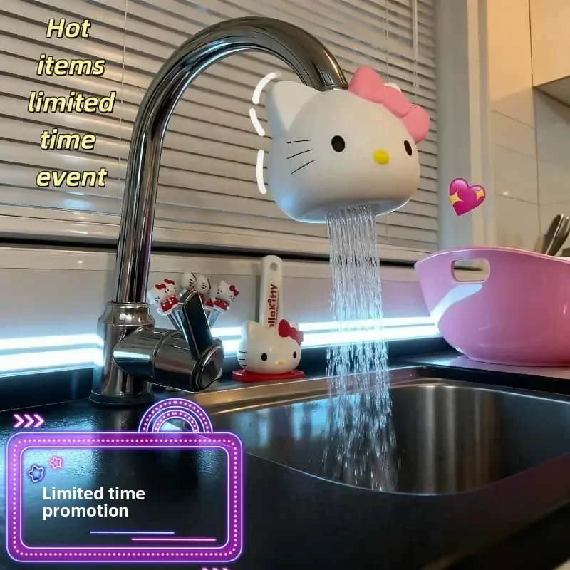Olá kitty extensor de torneira dos desenhos animados criativo bonito cozinha banheiro e banheiro à prova respingo conjunta chuveiro purificador água
