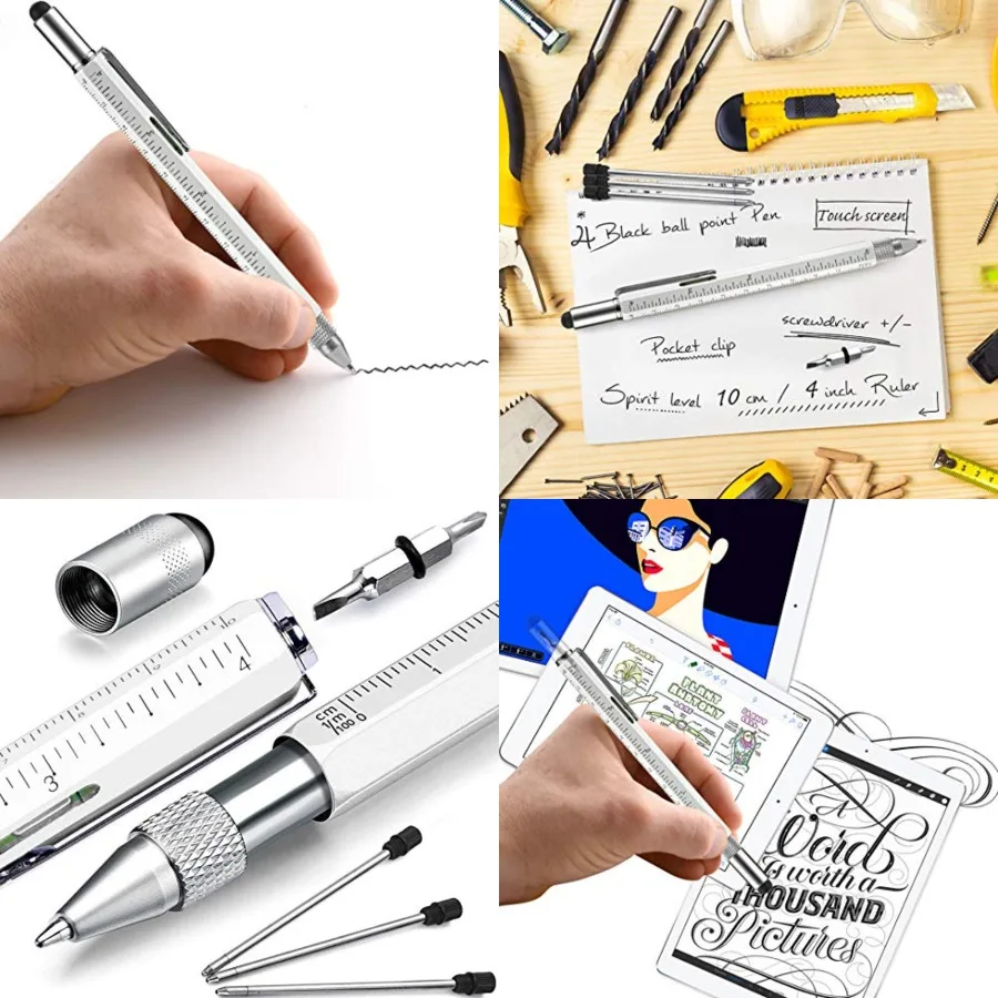 

6 in 1 Multitool Pen for Fathers Day Ideal Stocking Stuffers for Men Cool Gadgets for Office and Outdoor Use Practical Tools fo