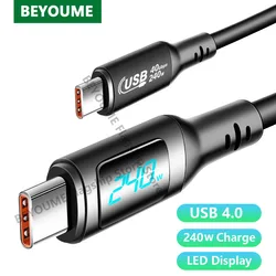 USB Type C to Type C Thunderbolt 4 Cable, PD 240W Fast Charge, USB-C Charging Data Cord, Digital Display for Mac Nintendo Switch