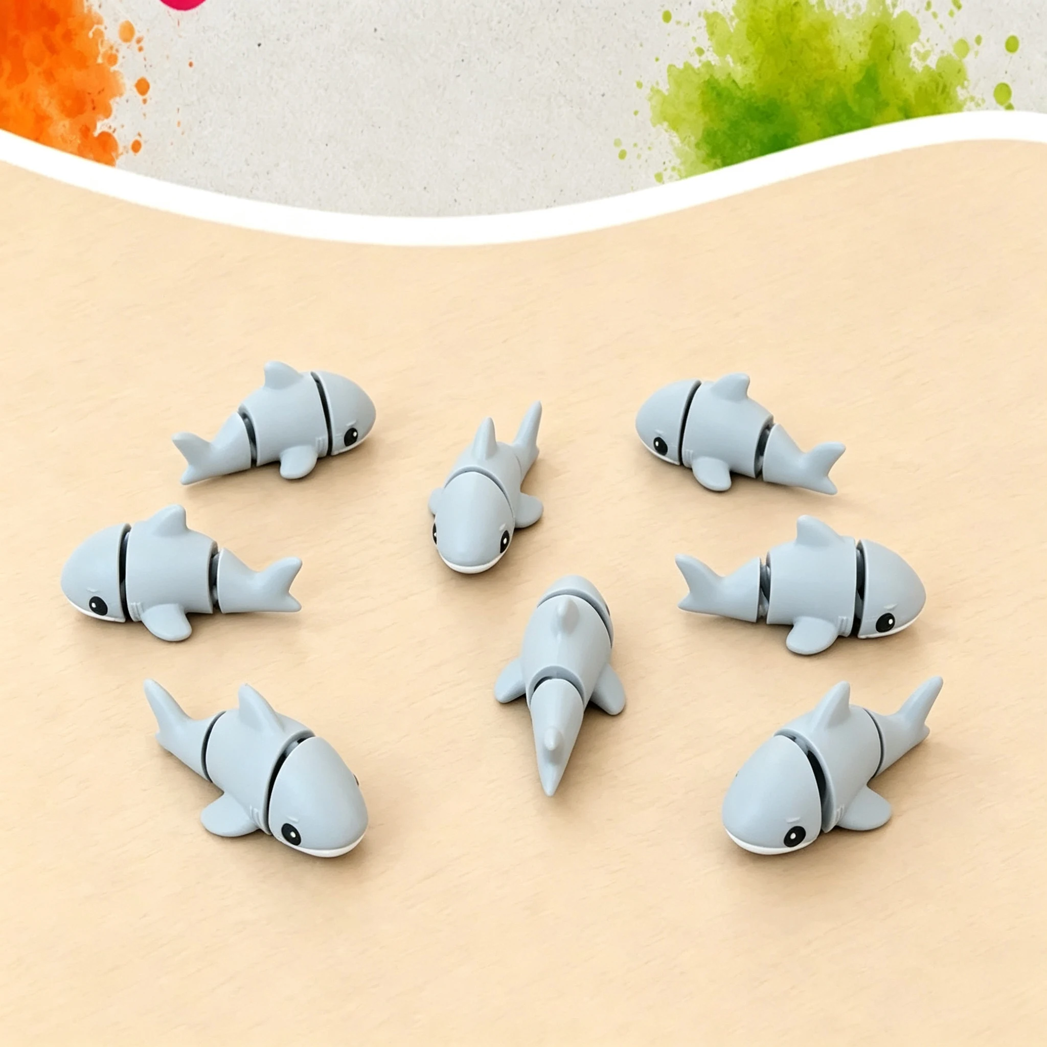 Mini Articulated Shark Figurine Movable Joint Ocean Animal Model Micro Landscape Dollhouse Aquarium Desktop DIY Ornament
