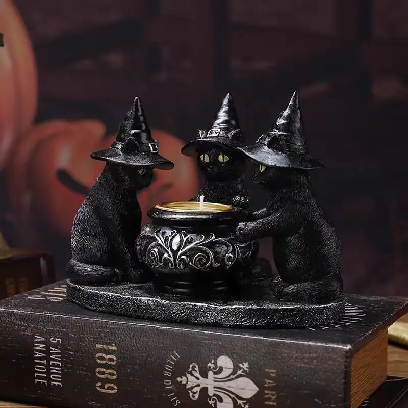 

Halloween Candlestick Desktop Decoration Ornaments Ghost Festival Ghost Wizard Cat Holiday Decoration Send Friends Gift