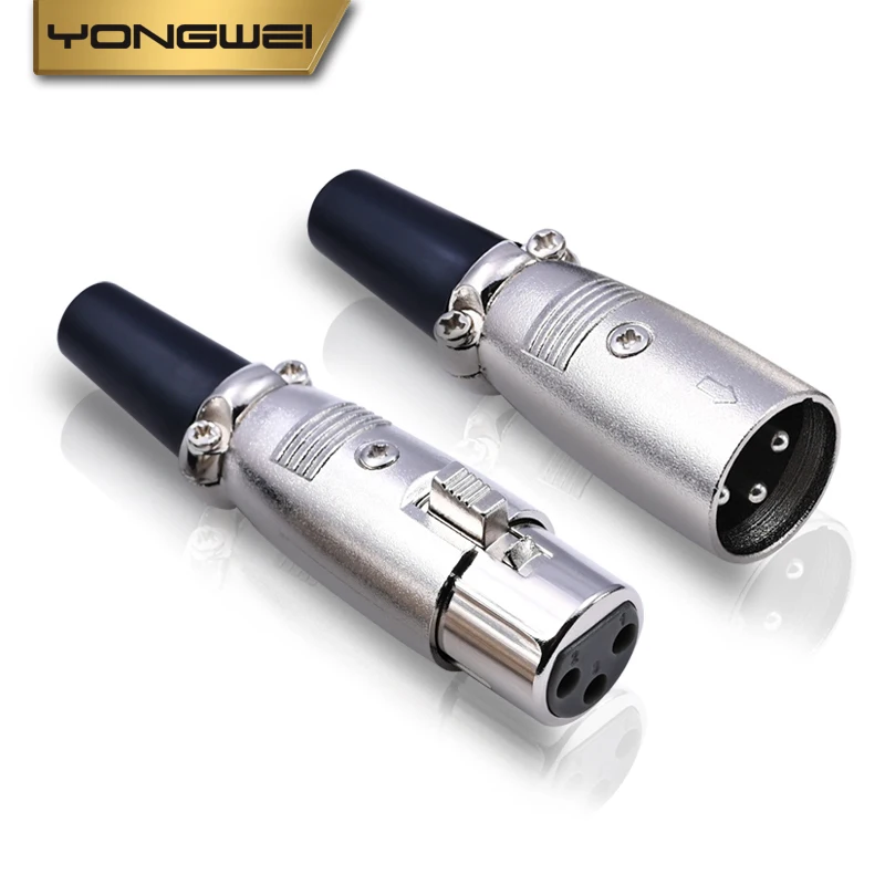 YONGWEI 3Pin Gold-plated XLR Male/Female Plug Microphone Connector Zinc alloy Housing Balanced Speaker, power amplifier, mixer