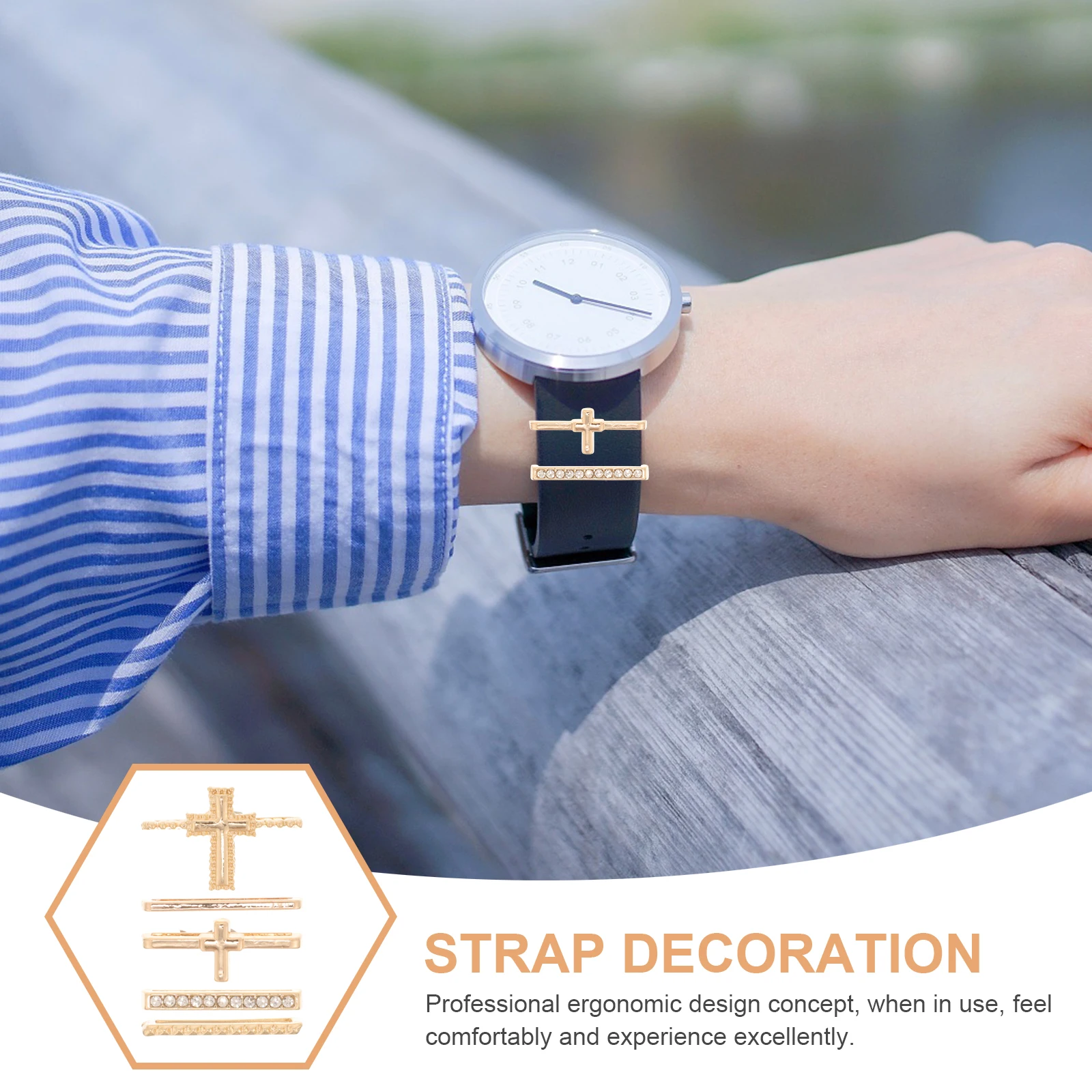 

5 Pcs Rings For Watchb Decorative Charm for Silicone 4 Sets Watch Strap Rings Cross Design Smart Watch Accessories